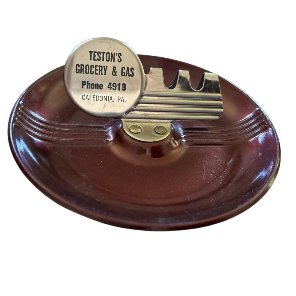Teston’s Grocery & Gas Caledonia PA Vintage Advertising Ashtray